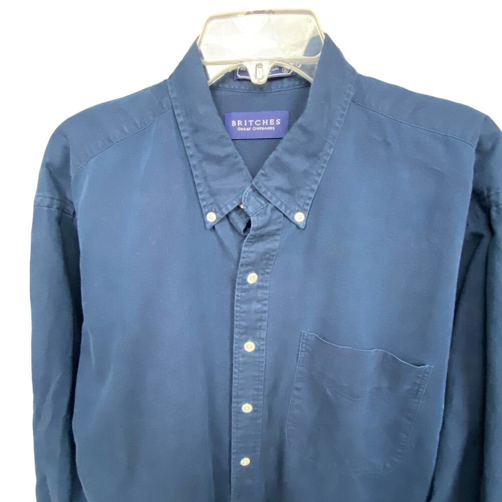 Britches Navy Linen/Cotton Blend Button Down Size XL